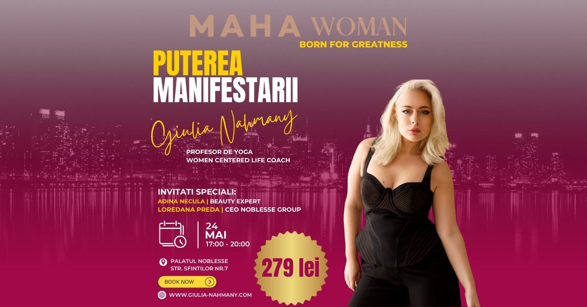 Giulia Nahmany a lansat oficial masterclass-ul  ”Puterea manifestării”, la Palatul Noblesse, mai 2023