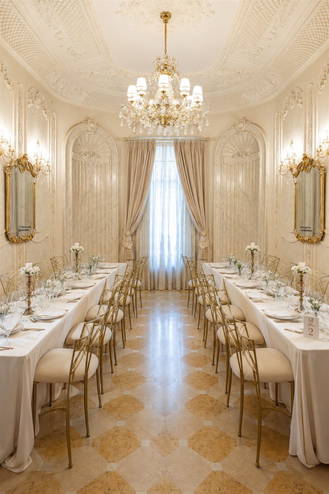 Salon amenajat pentru o cununie restrânsă — Palatul Noblesse București