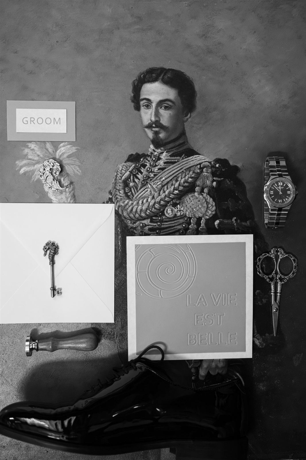 Papetarie invitatie nunta alb negru palat la Palatul Noblesse