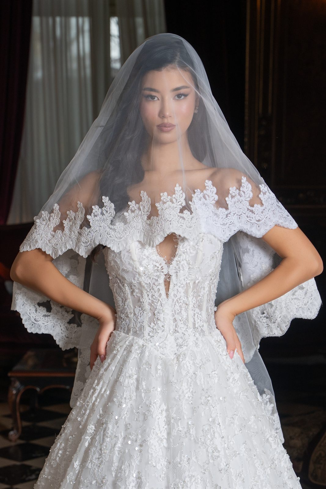 Rochie de mireasă Aura Radu — ședință foto editorială la Palatul Noblesse, București (cadru 18)