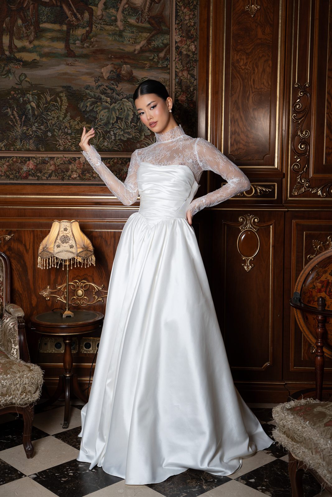 Rochie de mireasă Aura Radu — ședință foto editorială la Palatul Noblesse, București (cadru 32)