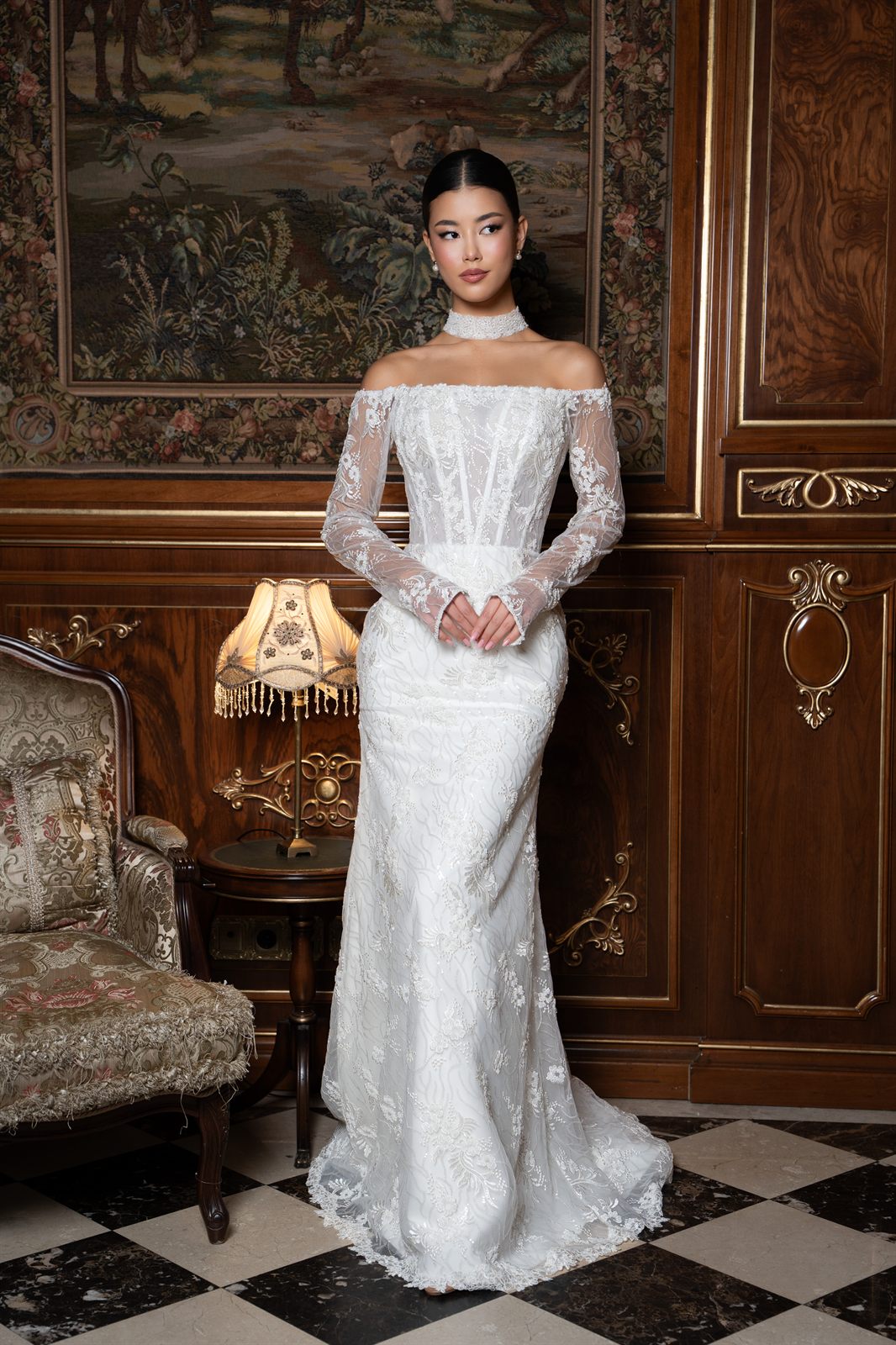 Rochie de mireasă Aura Radu — ședință foto editorială la Palatul Noblesse, București (cadru 36)