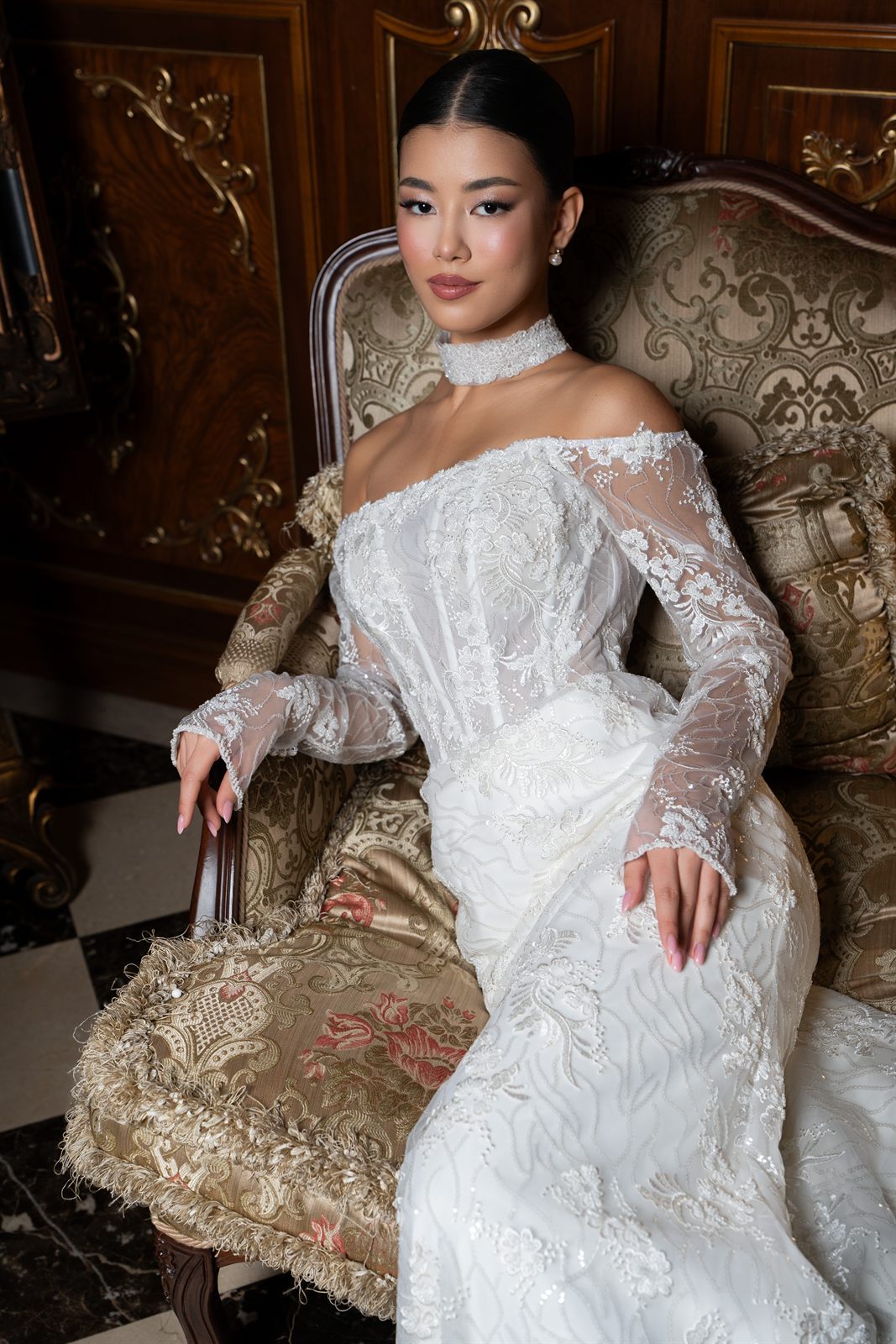 Rochie de mireasă Aura Radu — ședință foto editorială la Palatul Noblesse, București (cadru 37)