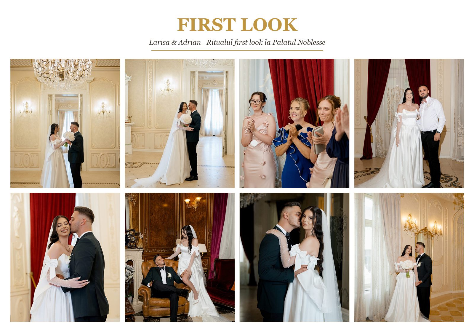 Moodboard first look la nuntă la Palatul Noblesse — Larisa & Adrian