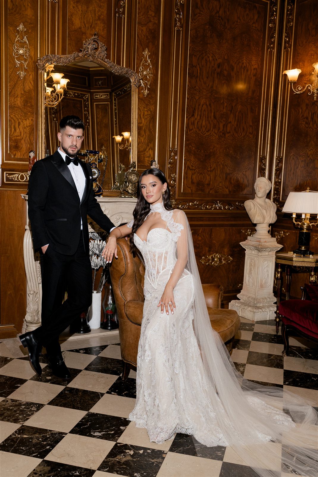Miri eleganți — ședință foto de nuntă old money, Palatul Noblesse