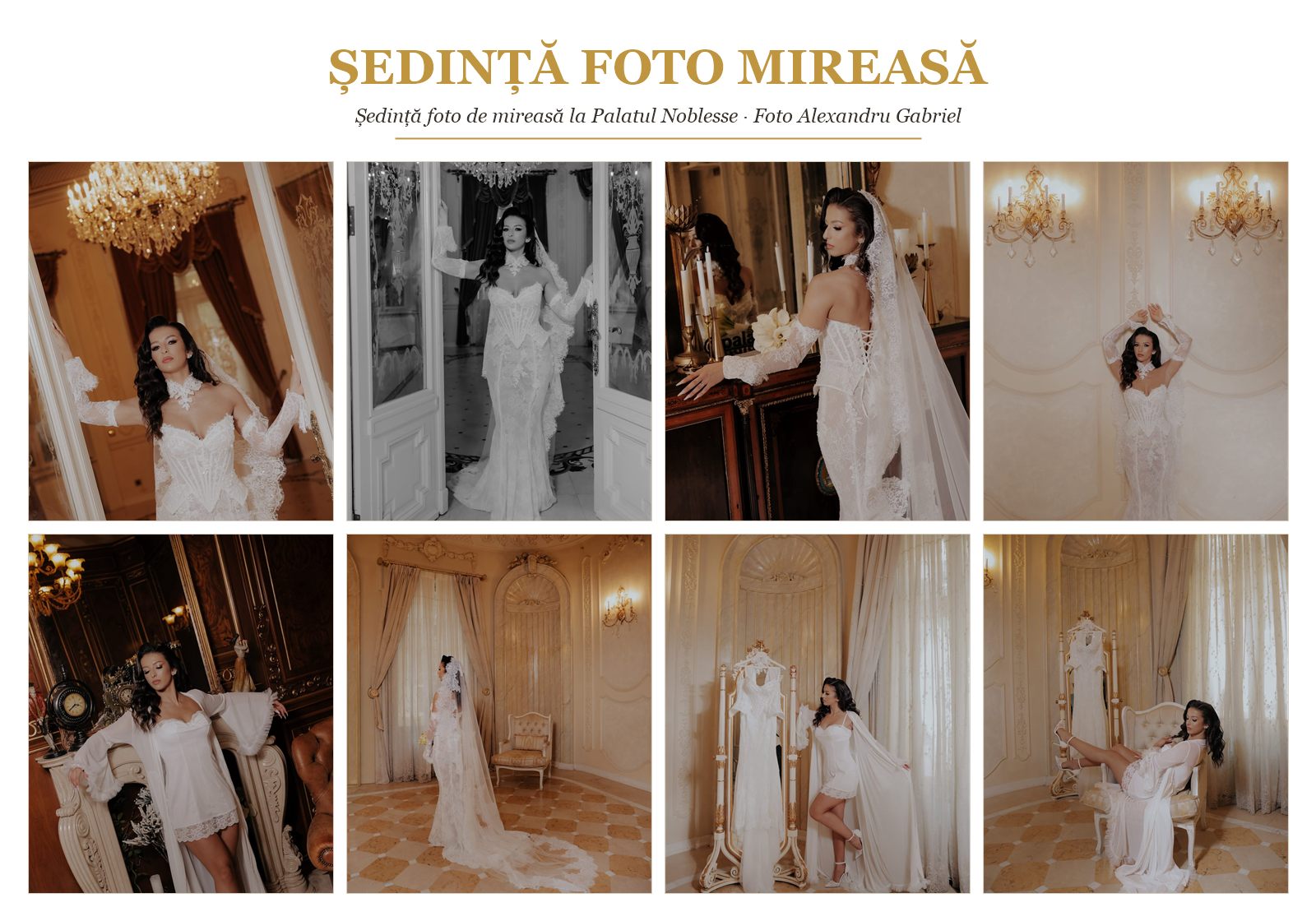Moodboard ședință foto de mireasă la Palatul Noblesse — foto Alexandru Gabriel