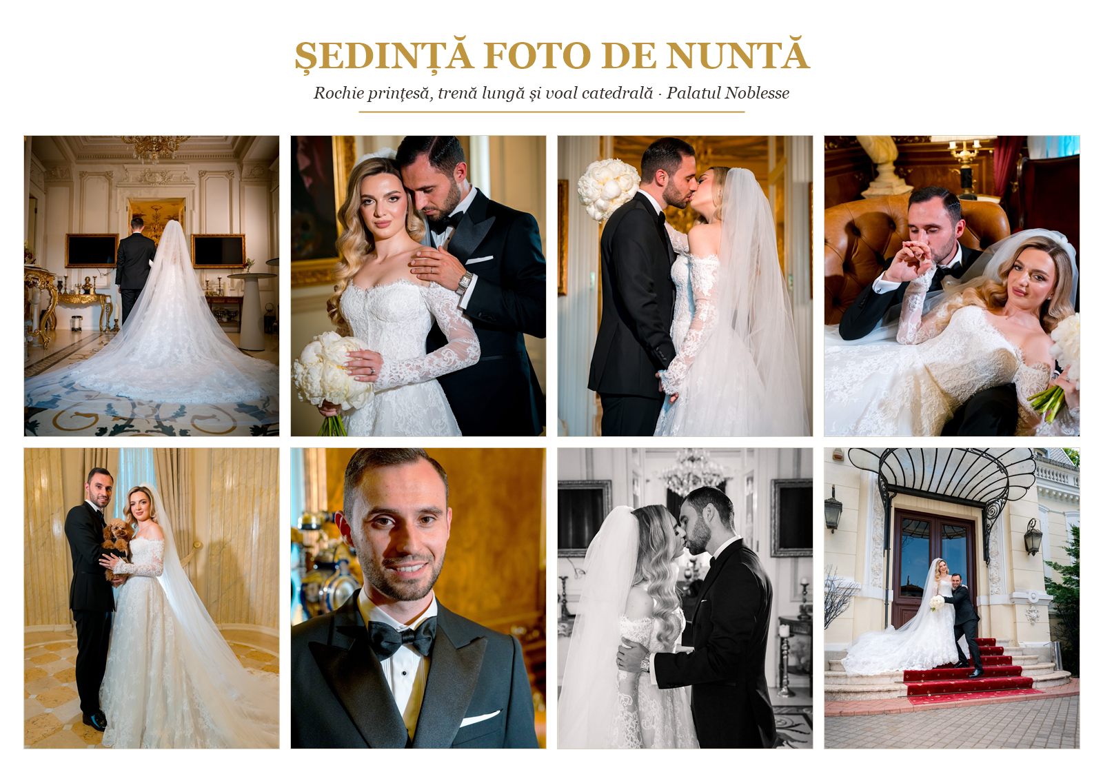 Moodboard ședință foto de nuntă cu rochie prințesă — Palatul Noblesse București