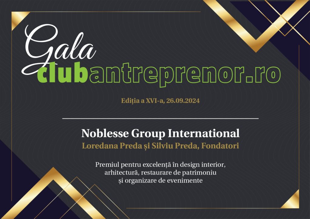 Noblesse Group International a fost premiat la Gala Club Antreprenor - Palatul Noblesse