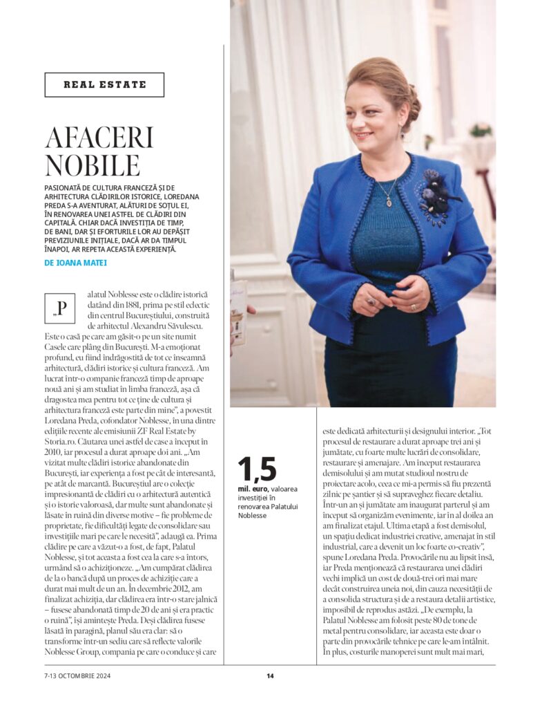 Interviu – Business Magazin - Palatul Noblesse